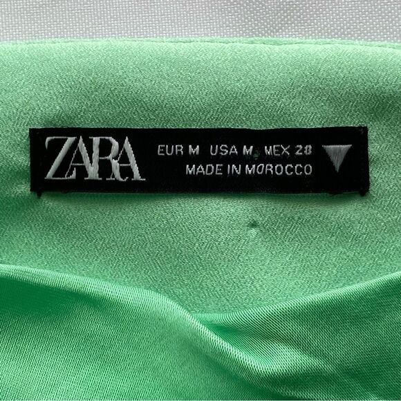 Zara Satin Effect Electric Green Corset Crop Top Size Medium - Picture 9 of 14